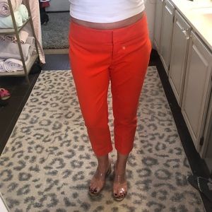 2 sizes of fun orange capri pants from Loft